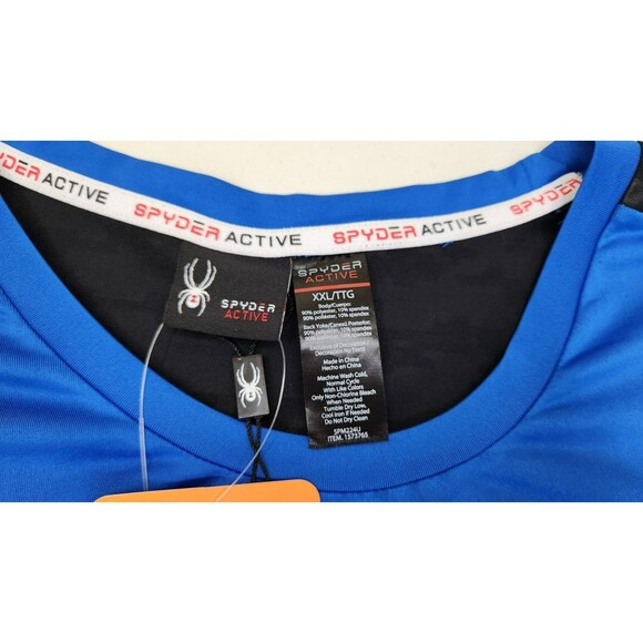 SPYDER Active Blue Black Short Sleeve Shirt Moisture Wicking Sz XXL, NWT - Picture 5 of 7